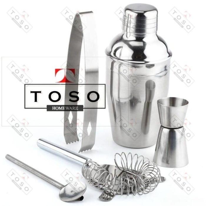 

5 In1 Bartender Bar Set Cocktail Shaker Jigger Tong Strainer Stirrer