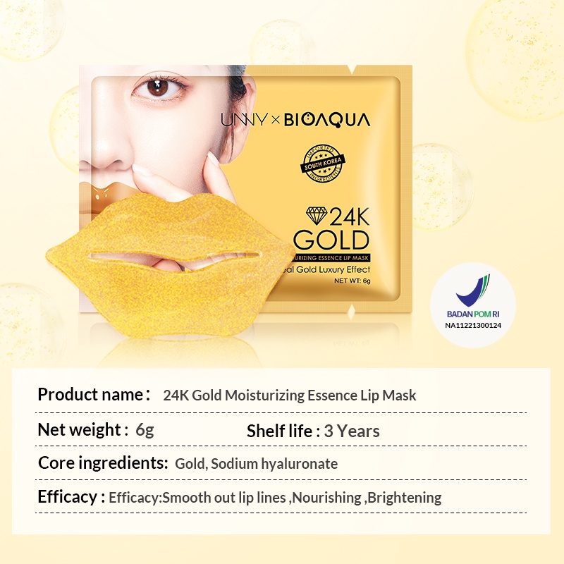 ★ BB ★  BIOAQUA × UNNY 24K Gold Moisturizing Essence Lip Mask 6g - Perawatan Bibir - BIO AQUA