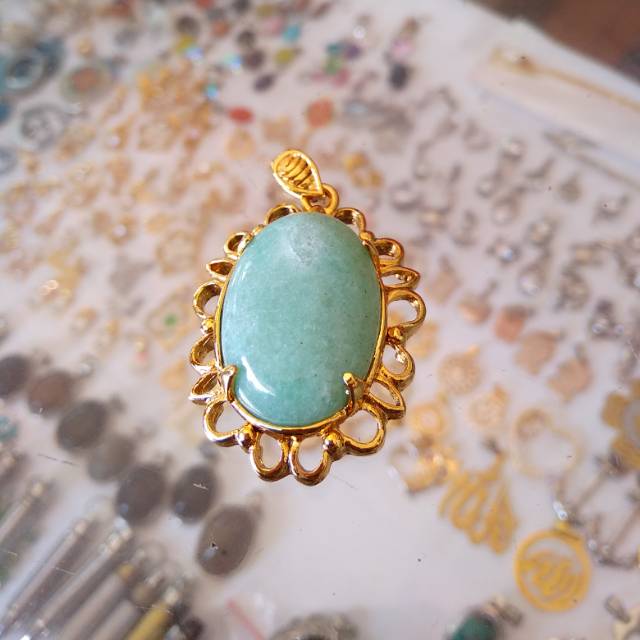 Liontin Wanita Batu Akik Hijau Tosca Mint