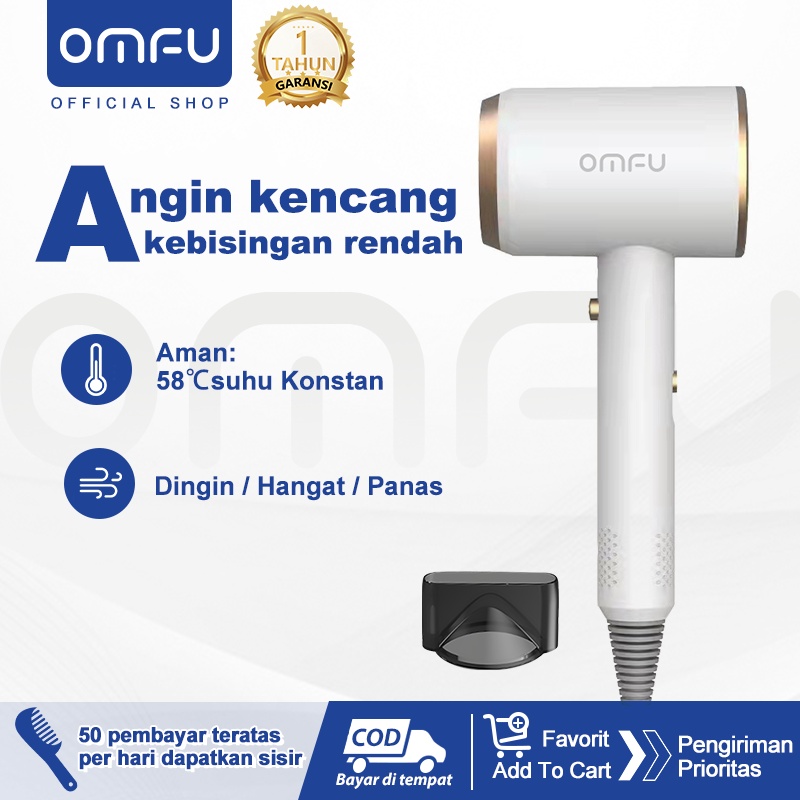 Omfu Hair dryer 450W professional alat salon kecantikan hair dryer low watt pengering rambut dyson Konversi panas dan dingin Perawatan Rambut Suhu Konstan