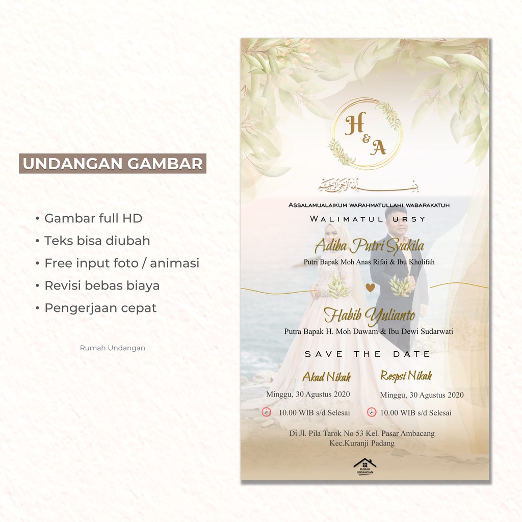 Undangan Digital Pernikahan bentuk Gambar JPEG  Elegant (TEMA 13)