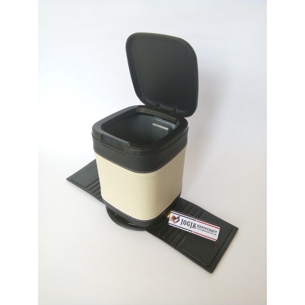 Tempat Sampah Mobil Cover Kulit Sintetis Elegan / Car Dustbin