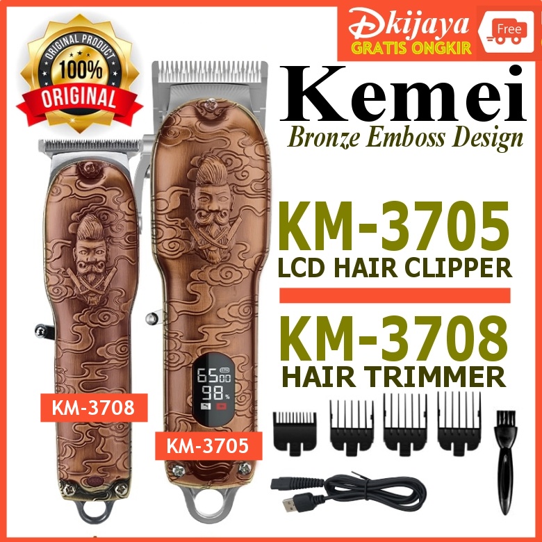 KEMEI KM 3705 3708 ORIGINAL Hair Clipper Cordless Metal Emboss Body KM3705 KM3708 KM 3708