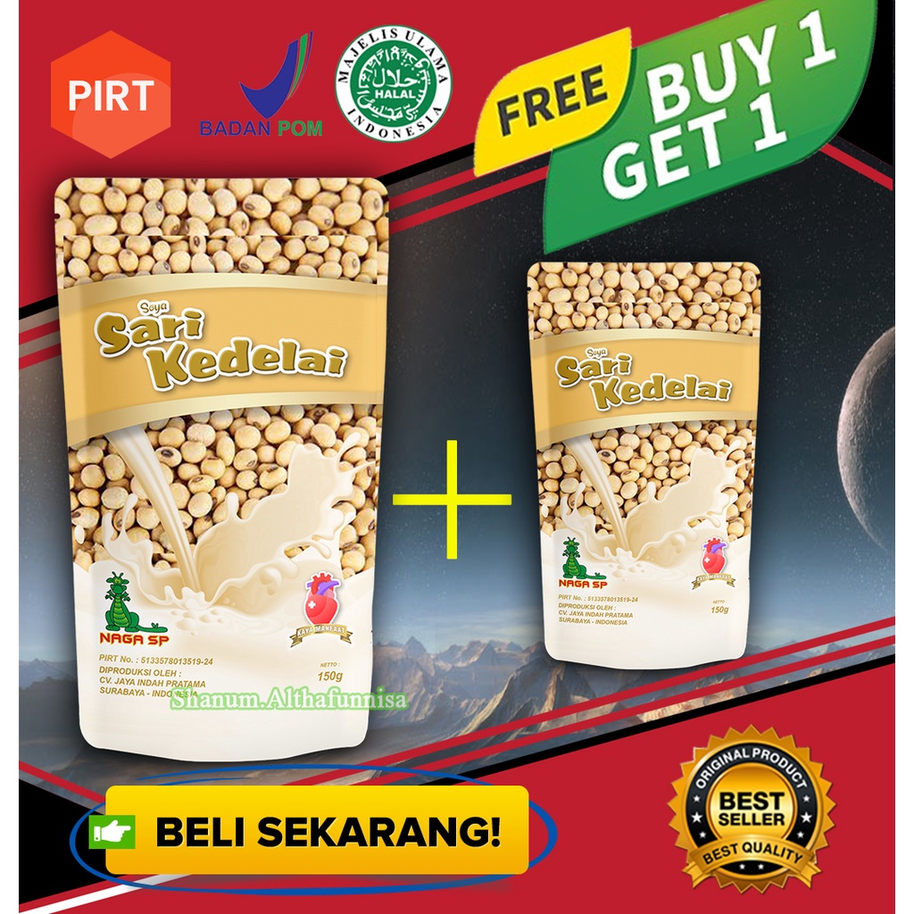

SOYA SARI KEDELAI NAGA SP KEMASAN 150G / MINUMAN KAYA SERAT MINERAL DAN VITAMIN (BELI SATU GRATIS 1)