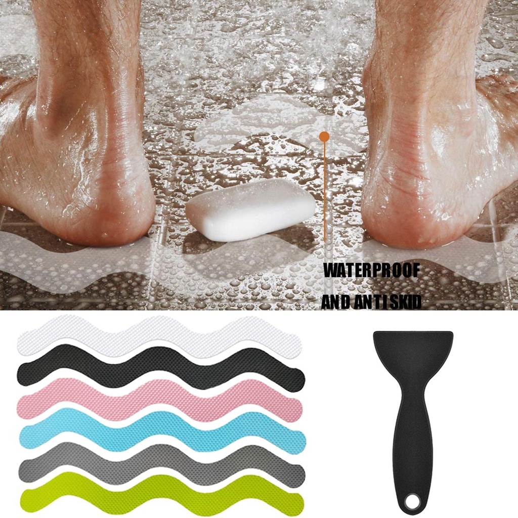 [Elegan] Stiker Bathtub Perahu Tangga Dengan Scraper Non-slip PEVA Kamar Mandi Shower Tape