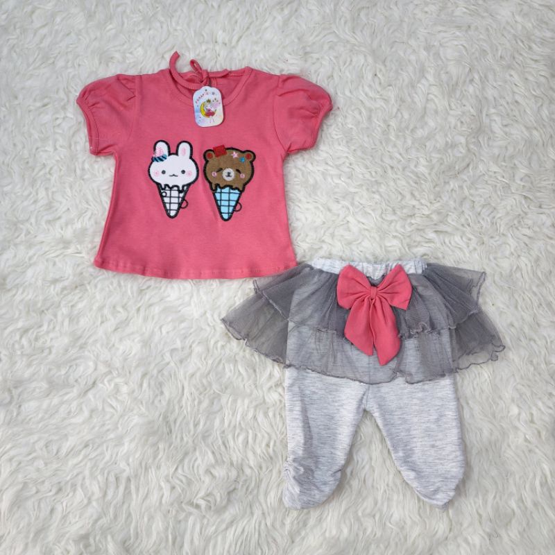 baju bayi perempuan stelan celana tutu jb78