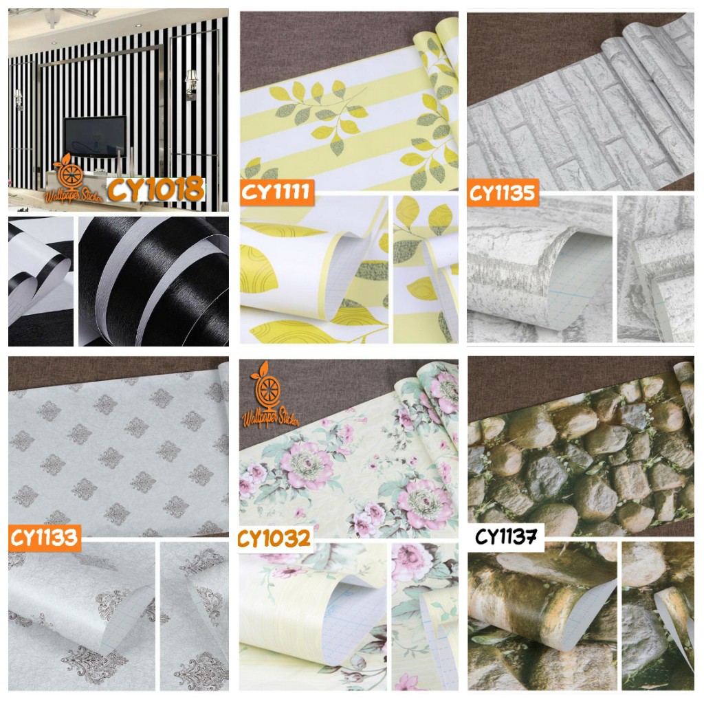 Wallpaper dinding Motif Best Seller wallpaper 3d Murah Sudah Ada Lem Kuat Tahan Lama 45cm x 9m wallpaper dinding polos