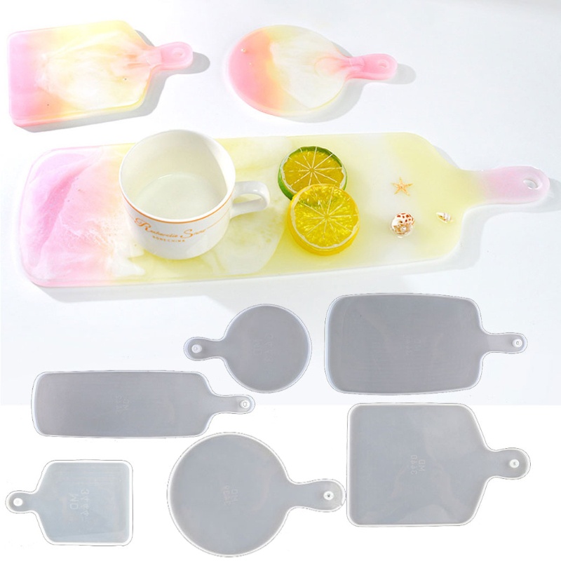 SIY  6Pcs Resin Silicone Tray Molds Casting Mold Kit  Large Serving Handle Board Epoxy Resin DIY Mould Craft Tools Home Decor