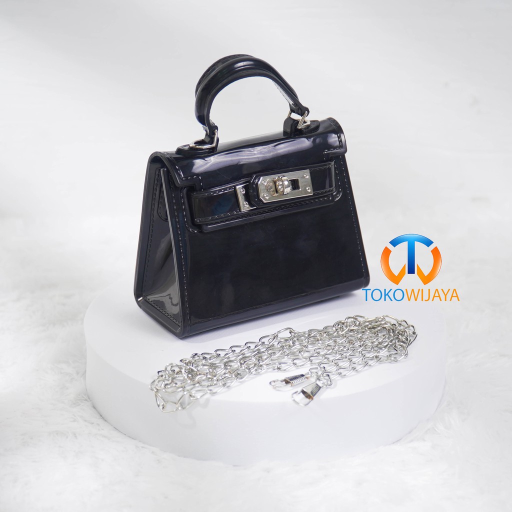 Tas Jelly Glossy Mini Hermey  | Tas Jelly Glossy Motif Croco Import | Tas Jelly Mini Rubber