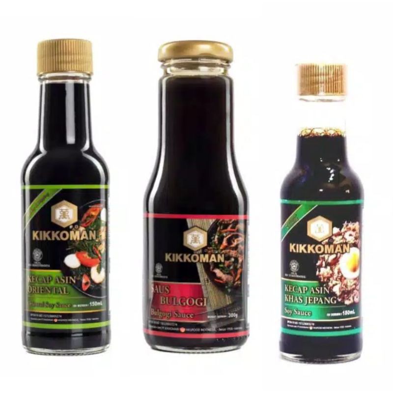 

KIKKOMAN SAUS BULGOGI 300 GR / SAUS KECAP ASIN ORIENTAL150 ML / KHAS JEPANG 150 ML