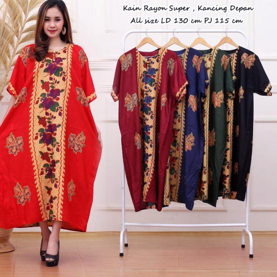 ↹ DASTER KEKINIAN ( DASTER JUMBO POLA NURUL TINA ) LENGAN PENDEK KANCING DEPAN BUSUI BUMIL - BATIK F