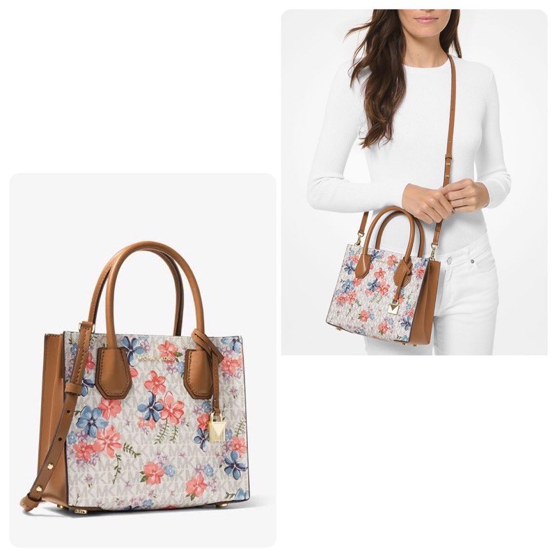 tas michael kors original - Michael kors mercer medium floral logo accordion