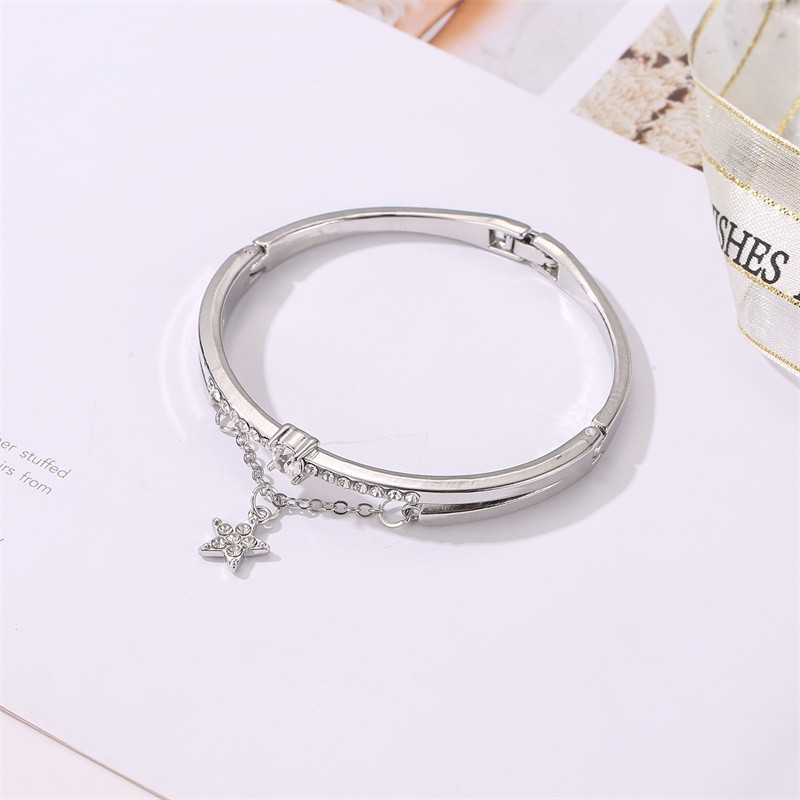 Gelang Wanita Stainless Steel Motif Bintang Dengan Angka Romawi Untuk Wanita