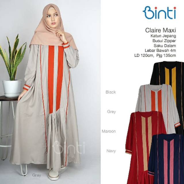 Dress jumbo kekinian model garis depan Gamis XXL Ld 120