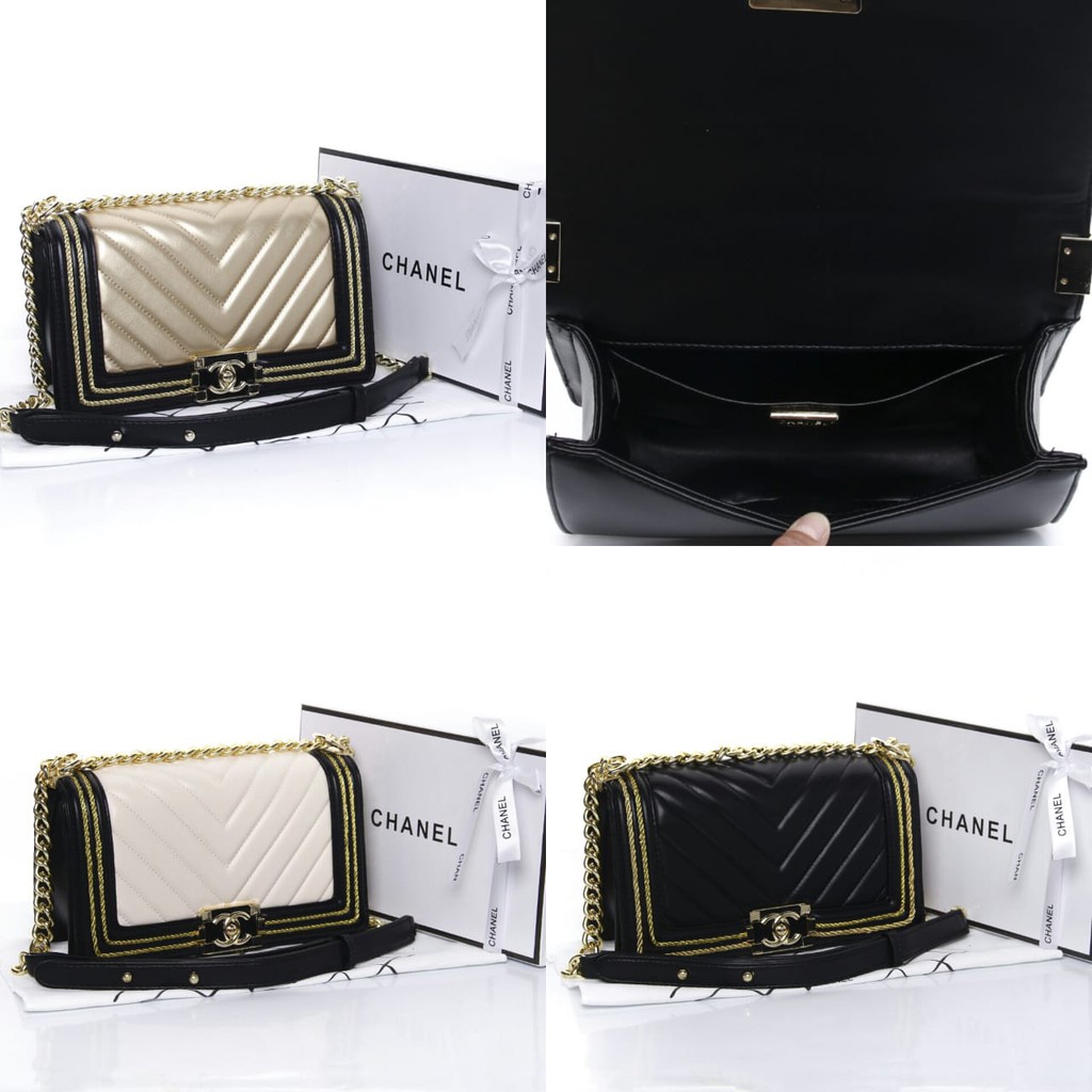 SUPPLIER TAS BRANDED Tas Chanel Boy Chevron Cruise Rope Around Lambskin Seprem Box 8898