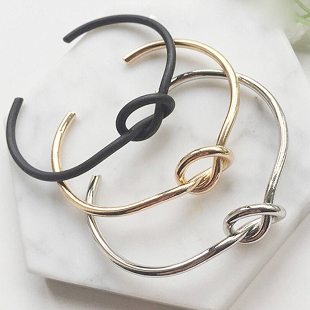 Hu Hu Hu Hu Hu Alat Bantu Pasang Kacamata♡ Gelang Bangle Open Adjustable Desain Simpul Untuk Wanita