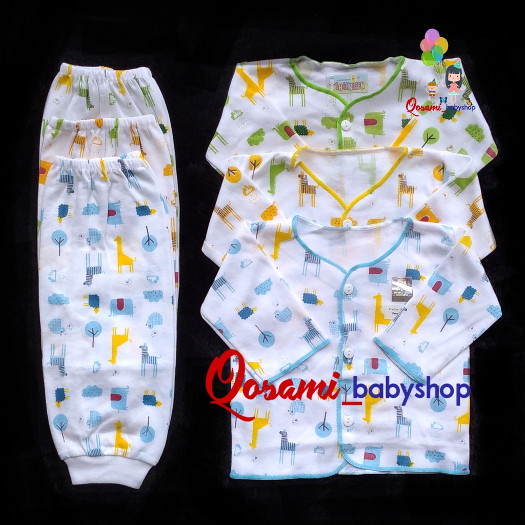 SHANKUSEN 3 pcs  Setelan Panjang Bayi Motif Print SNI