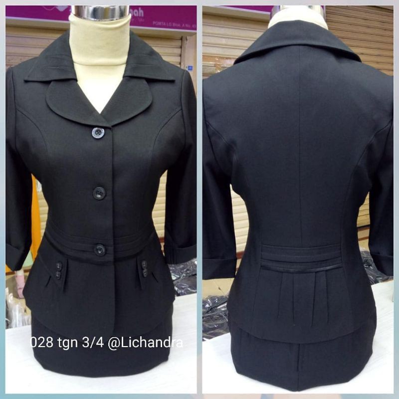 seragam kerja hitam / seragam dinas / seragam kantor / blazer lichandra