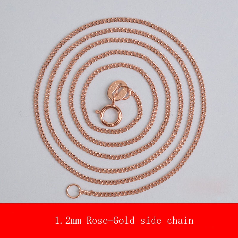 Berlapis Mawar emas 100% Nyata 925 rantai perak murni Kalung 1.2mm Rantai samping Panjang yang berbeda Disepuh 18 K Rose-gold Rantai Klavikula Fashion Jewelry grosir