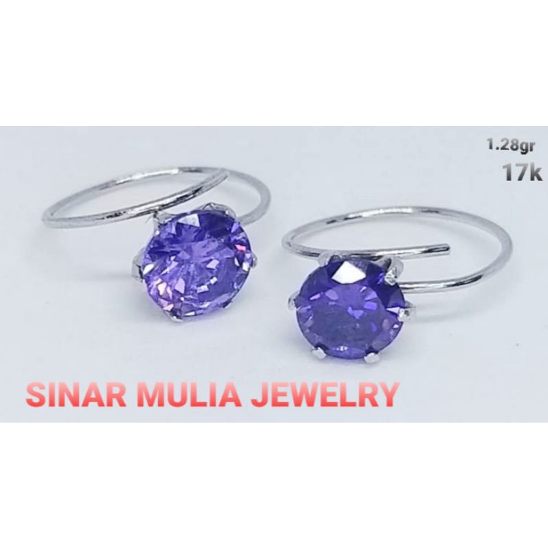 ANTING SPIRAL MATA UNGU DEWASA EMAS ASLI
