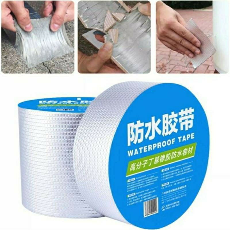 Aluminium Foil Butyl Rubber Waterproof Tape / Lakban aluminium Anti Bocor