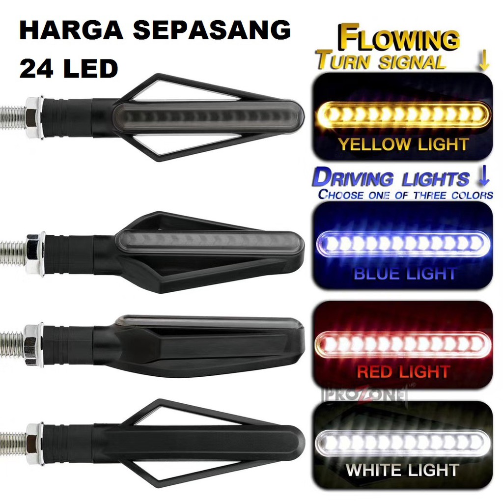 Lampu Sein LED DRL 2 Warna Sen Motor Running Jalan Moge Vixion Byson MX King CBR Aerox Vario KC046