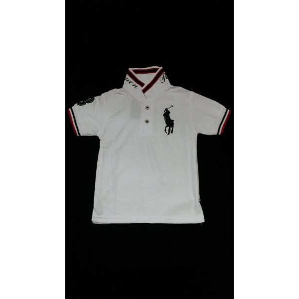 kaos anak polo putih bahan lacoste halus.