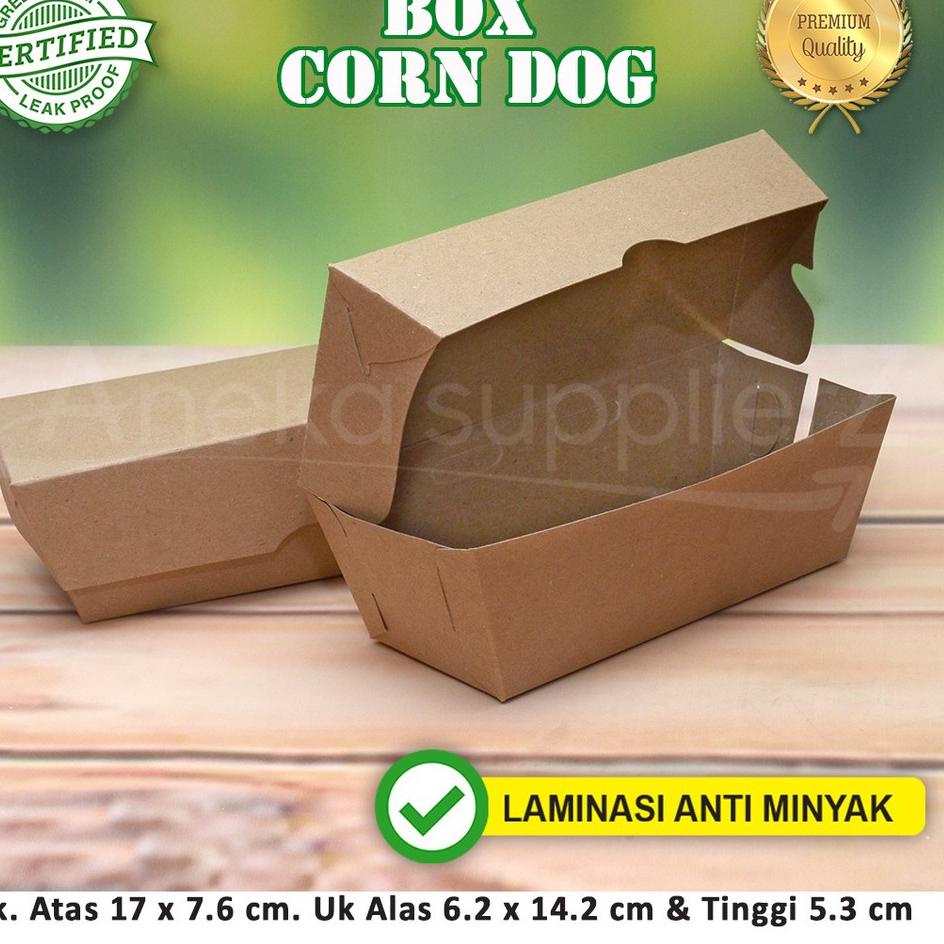 

Box Corn Dog - Corndog Model Rakit - KRAFT COKLAT 50 pcs ✓