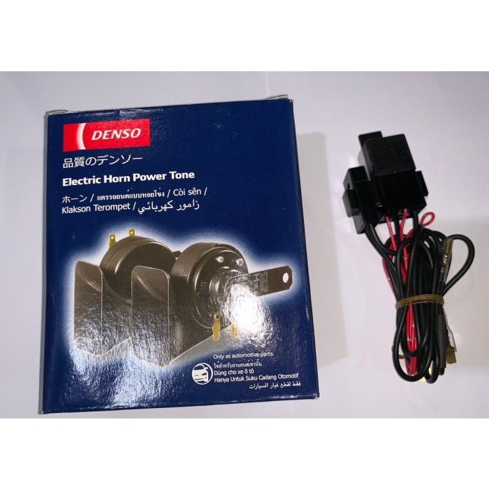 PAKET KLAKSON DENSO KEONG ORIGINAL + KABEL SET &amp; RELAY MOBIL UNIVERSAL