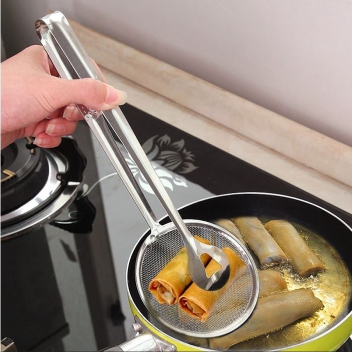 Jepitan Saringan Gorengan Capitan 2in1 Peniris Minyak Stainless Steel