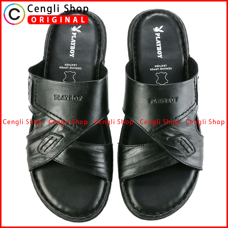 PLAYBOY SANDAL KULIT CASUAL PRIA BRANDED ORIGINAL TERBARU PLI3