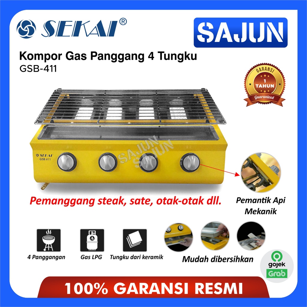 SEKAI Kompor Gas Panggang / Roaster BBQ Steak 4 Tungku GSB 411 GSB411