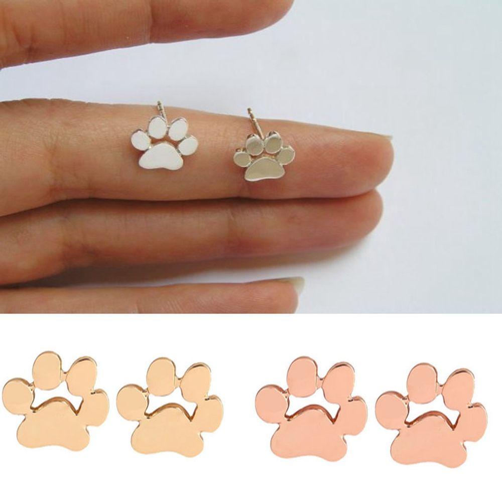 R-flower 1pasang Perhiasan Anting Tapak Anjing Anallergic Animal Paw Brass