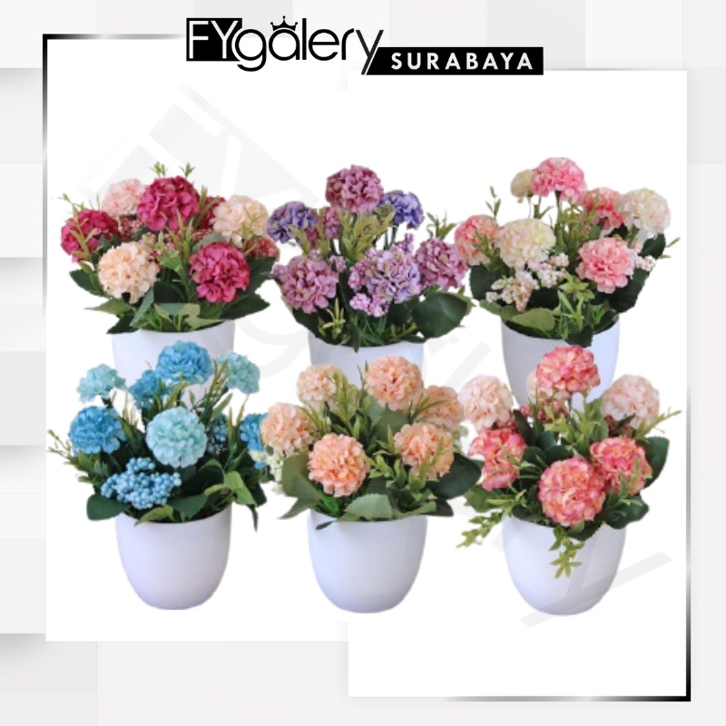 FYGALERYSURABAYA PT13 Pot Tanaman Hias Bunga Hias Plastik Ornamen Pot Bongsai Artificial Flower Decoration