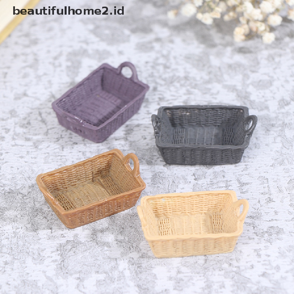 [beautifulhome2.id] 1/12 Dollhouse Miniature Mini Resin Storage Basket Model Accessories Toys ID