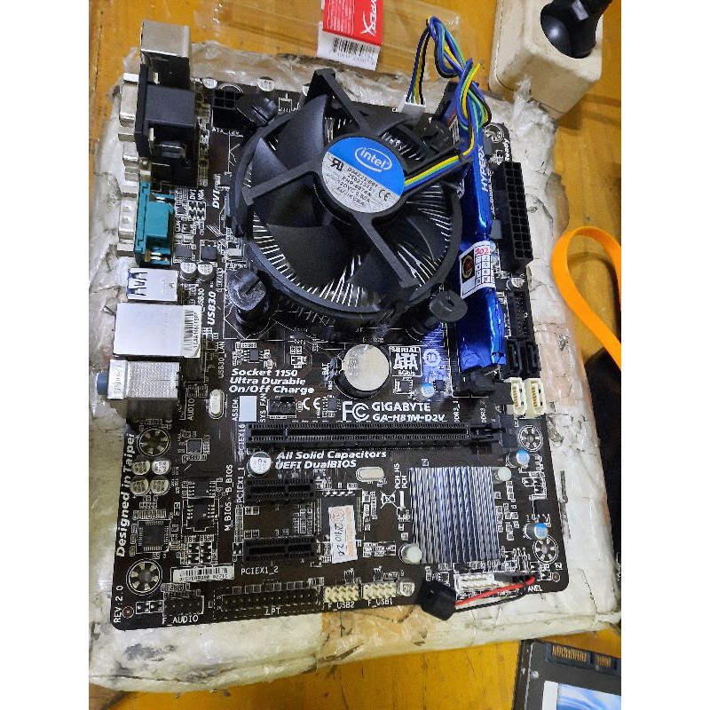 Paket Mainboard H81 ddr3 Prosesor Core i5 4590 Fan Ram 8GB hyperX merk ASUS GIGABYTE