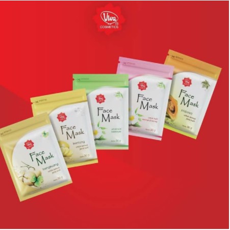 VIVA Face Mask - Masker Wajah 30g - Papaya Kentang Bengkuang Normal Kering Berminyak