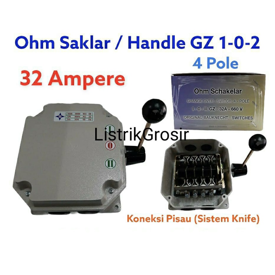 Handel Handle Pisau Cam Starter Ohm Saklar Knife GZ (1-0-2) 16A 25A 32A 40A 63 Amper