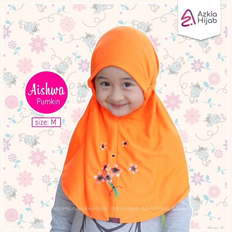 Aishwa || size SS (size 1) jilbab anak / bayi || usia 0 bulan - 6 bulan new azkia hijab-Pumkin
