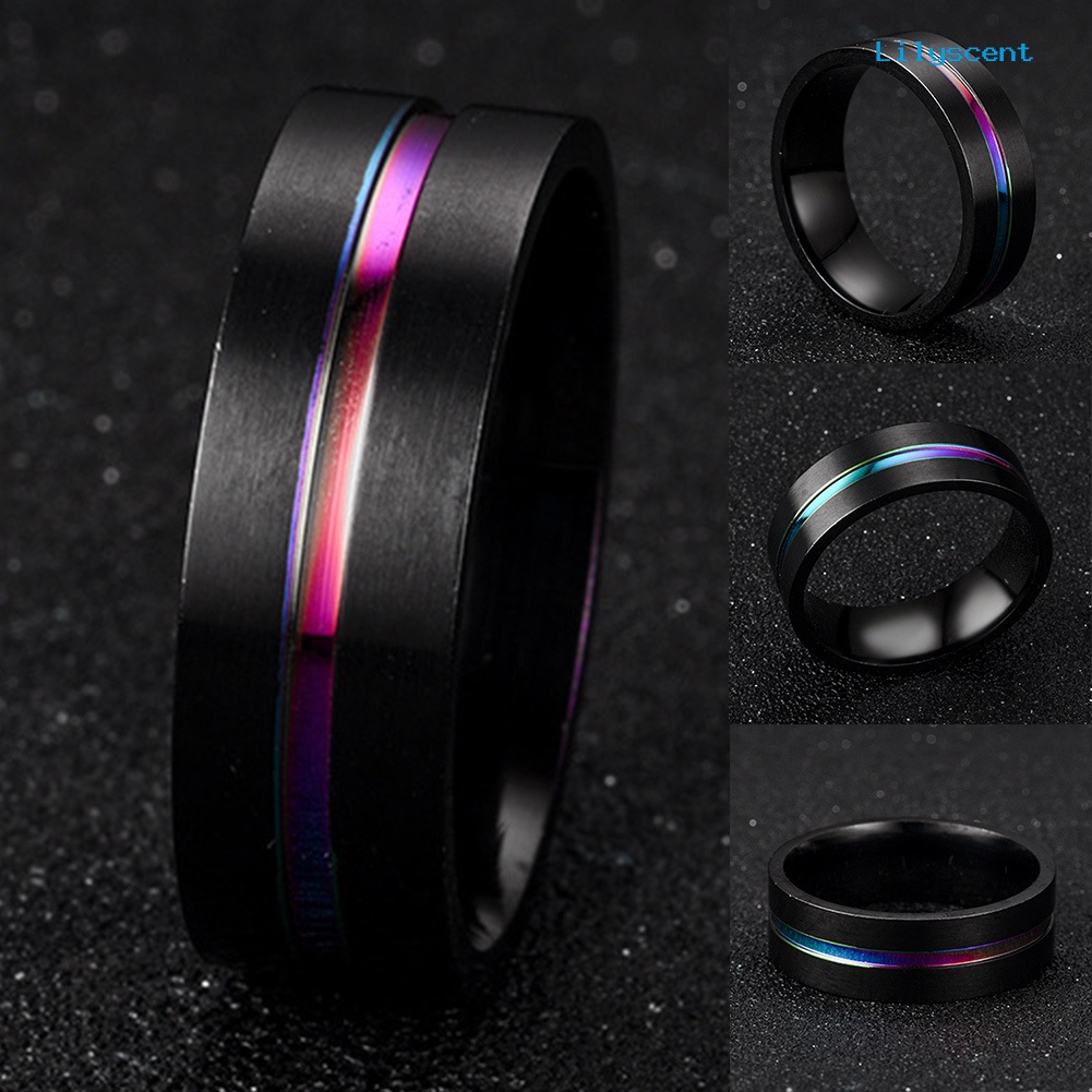 Lilyscent Fashion Unisex Dual Color Thin Multicolor Line-Inside Band Finger Ring Jewelry