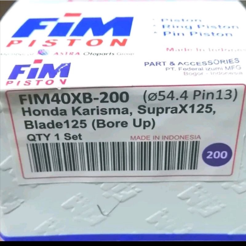 Piston seher kit karisma supra x 125 oversize 200 fim