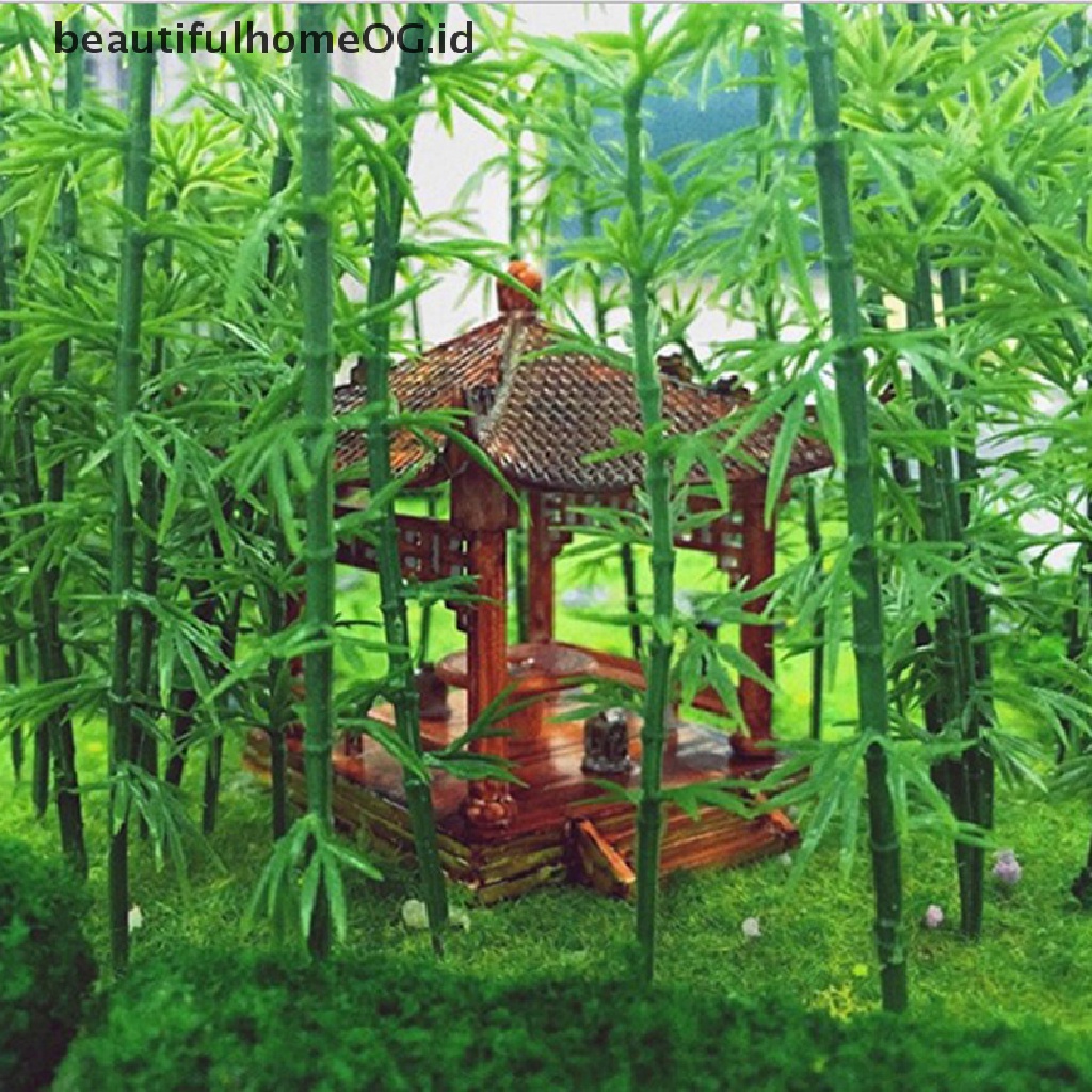 20 Pcs Miniatur Pohon Bambu Bahan Plastik Untuk Mainan