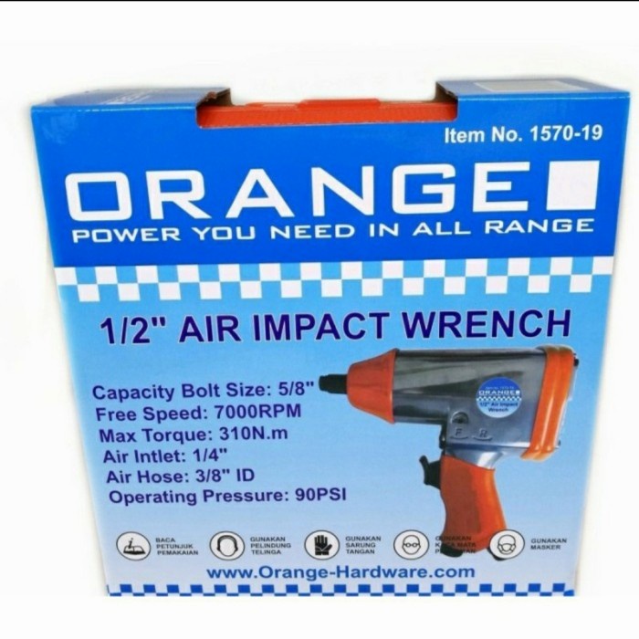 AIR IMPACT WRENCH 1/2&quot; ORANGE BOR BUKA BAUT RODA MOBIL ANGIN KOMPRESOR