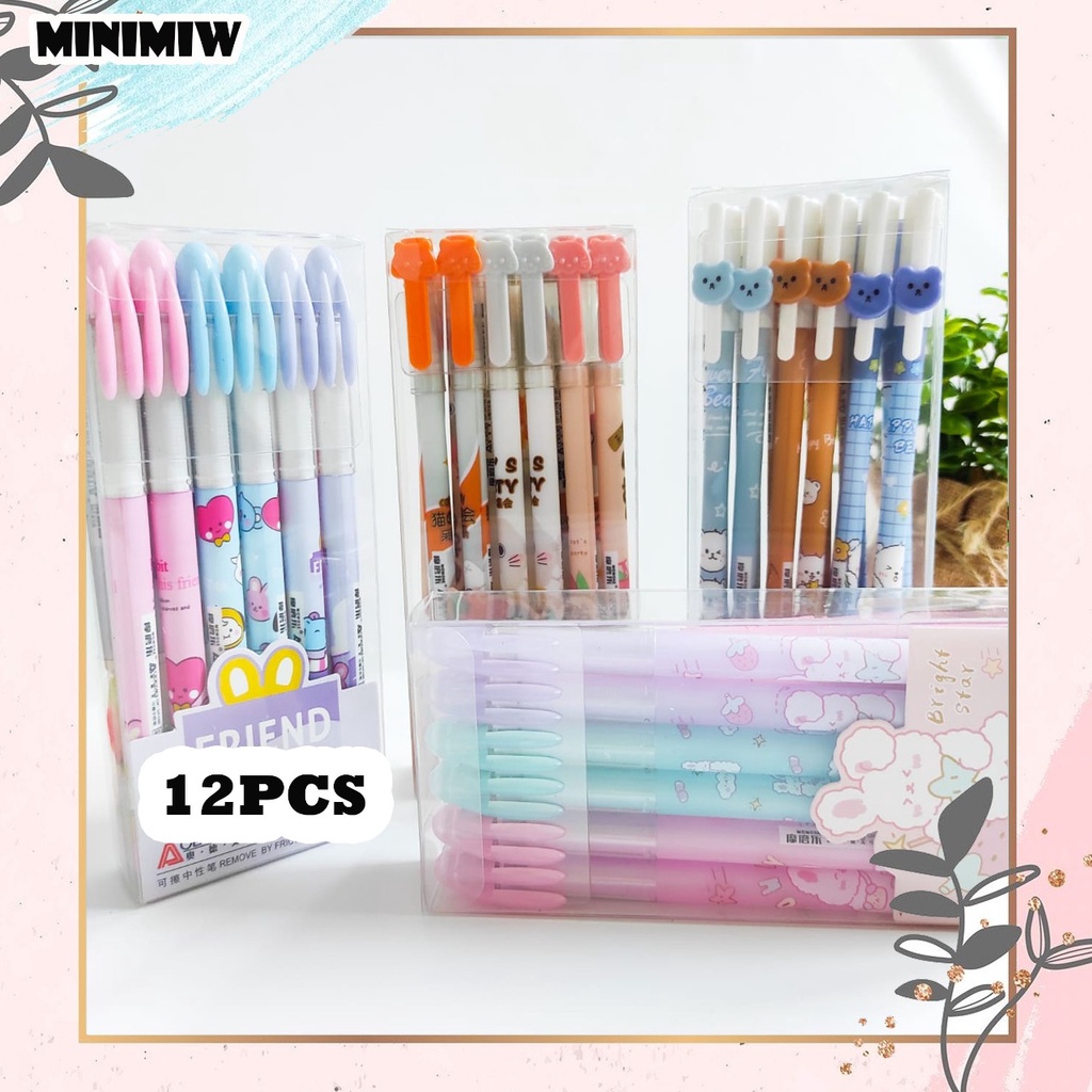 SELUSIN PULPEN ODEMEI BOLPEN GP-34167 ISI 12 PCS PEN ALAT TULIS BOLPOIN UNIK IMUT MURAH PEN GEL KARAKTER UNIK LUCU MURAH PENA