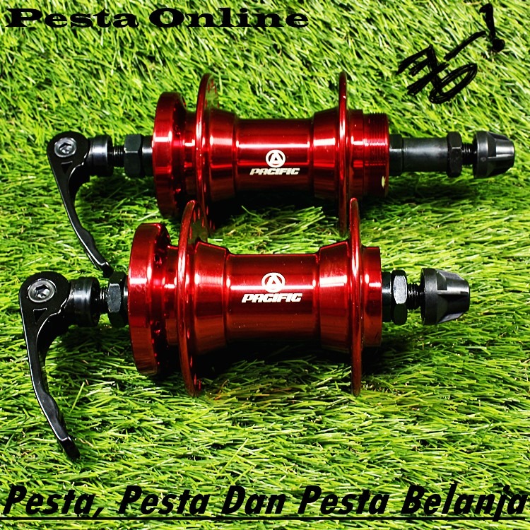 Hub Freehub PACIFIC 32H Merah Disc Drat Sixbolts HUB Sepeda Bos Trombol Ulir