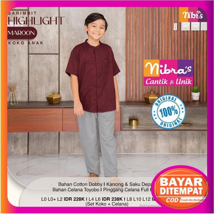 Baju Koko Anak Couple Sarimbit Highlight Maroon Nibras Terbaru 2022
