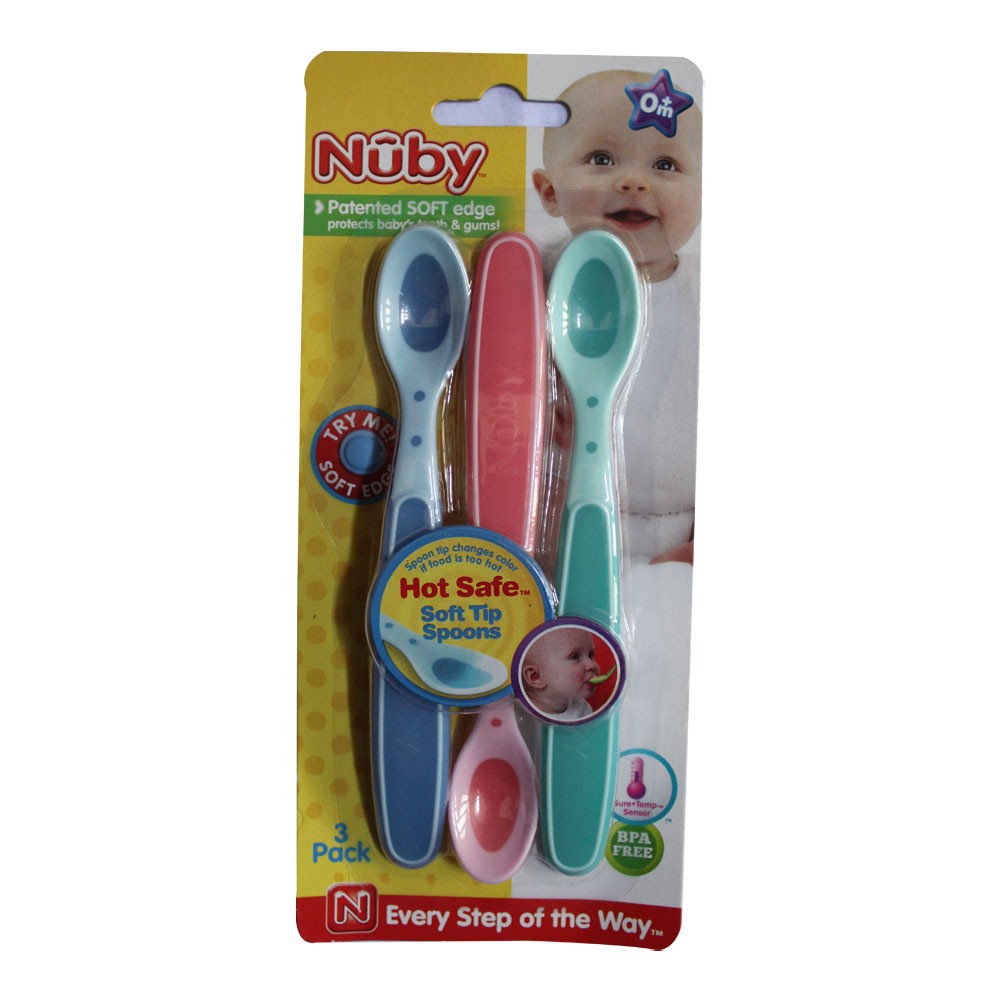 NUBY 3pcs Hot Safe Spoon Sendok Heat Sensor Baby Spoon Sendok Bayi Sensor Panas