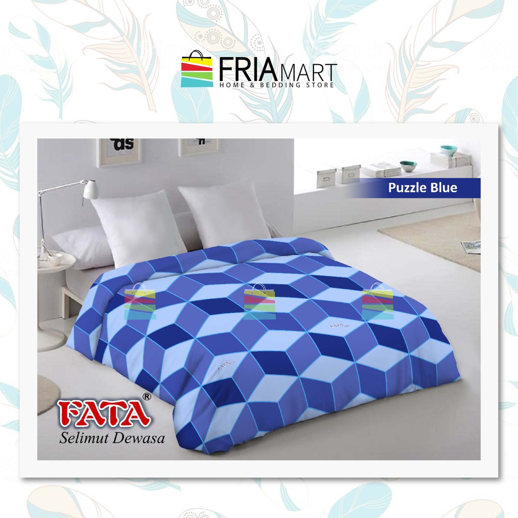 FATA Selimut Bulu 200x200 JUMBO Motif Dewasa Minimalis Murah bagian ke-2 FRIAmart-PUZZLE BLUE