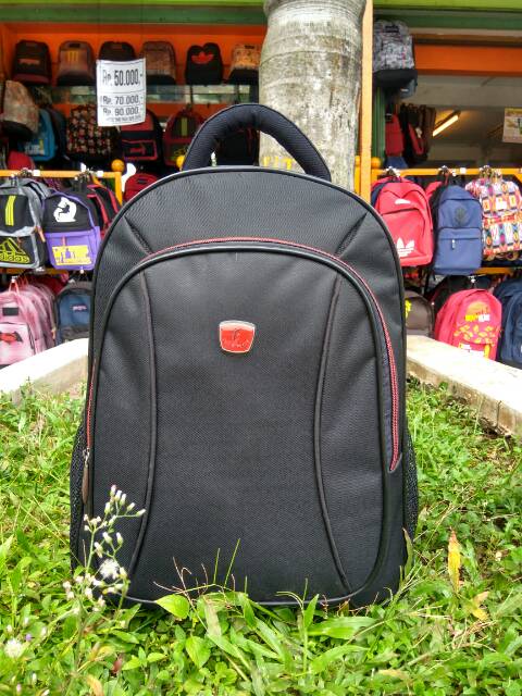 Ransel Pria Fashion Warna Solid Tas Sekolah Kain Oxford Berlapis untuk Remaja Laki-laki Ransel Laptop Tahan Air Kapasitas Besar