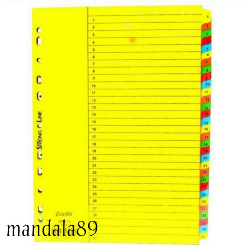 

Divider A4 karton - 31 pages (1-31) merk Bantex 6052